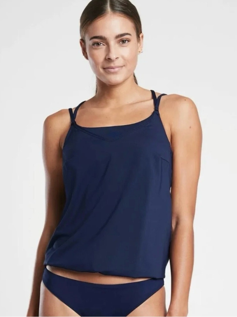 Athleta Swim Seascape Navy Bra Cup Tankini Top Size 36B/C